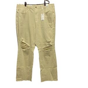 NEW Judy Blue High Waist Wide Leg Distressed Jeans Bone Garment Dyed 22W